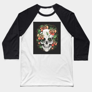 Skull and Rose Branch Baseball T-Shirt